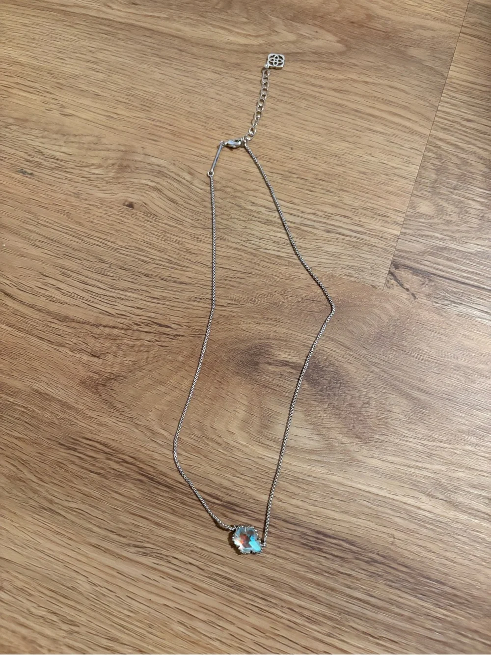 Kendra Scott Silver Necklace with Light Blue Opal Flower Pendant - Picture 1 of 5